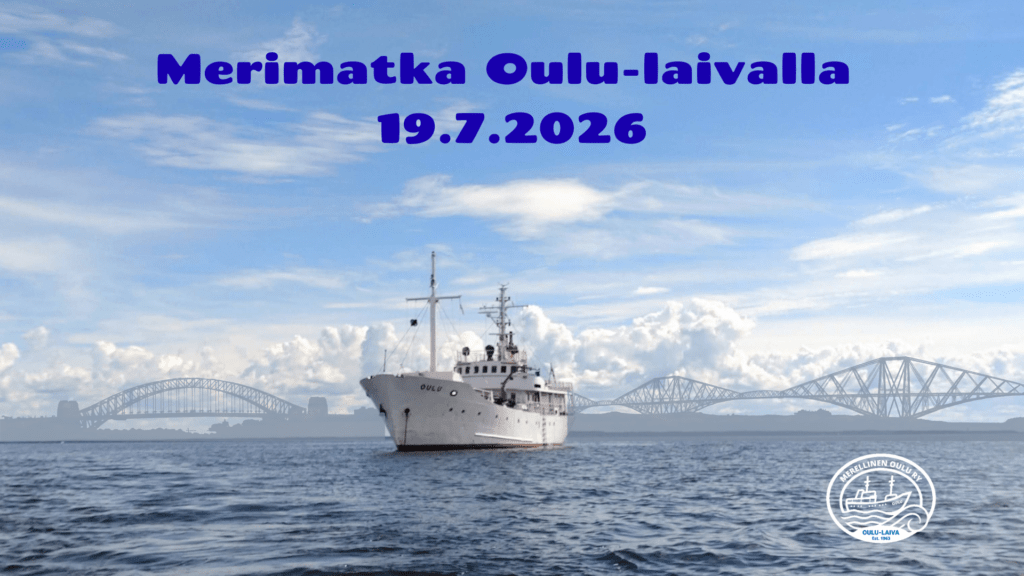 Oulu-laiva merellä siltojen lomassa.